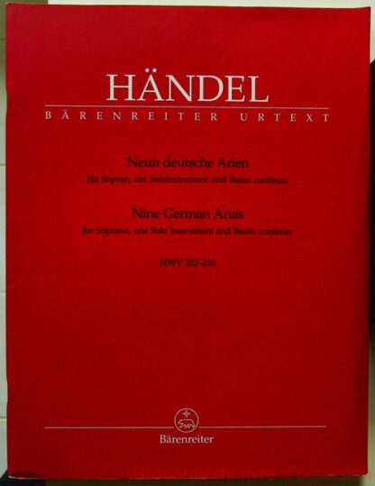 Neun deutsche Arien HWV 202-210. BÄRENREITER URTEXT. Partitur, Stimmensatz, Urtextausgabe, Sammelband – Handel-Partition-