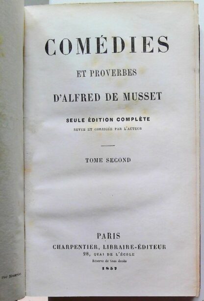 Lot de 5 livres-Alfred de Musset-édition année 1850  Titres en description – Image 8