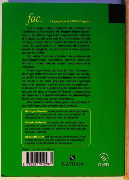 Epreuve De Linguistique Agregation Anglais. Grammaire, Phonologie – Image 3