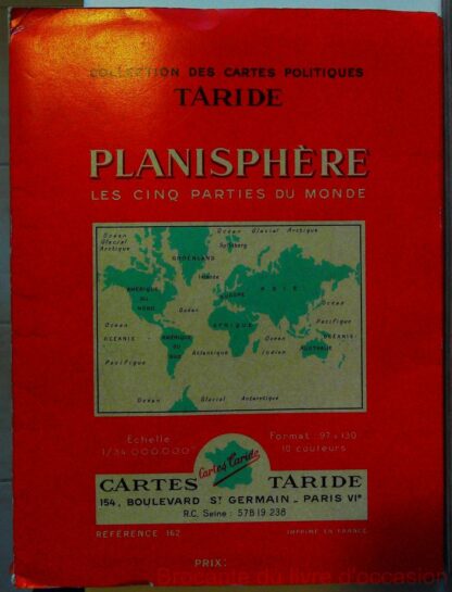 Planisphere Les Cinq Parties Du Monde (h1,2 m x L 1,04m)