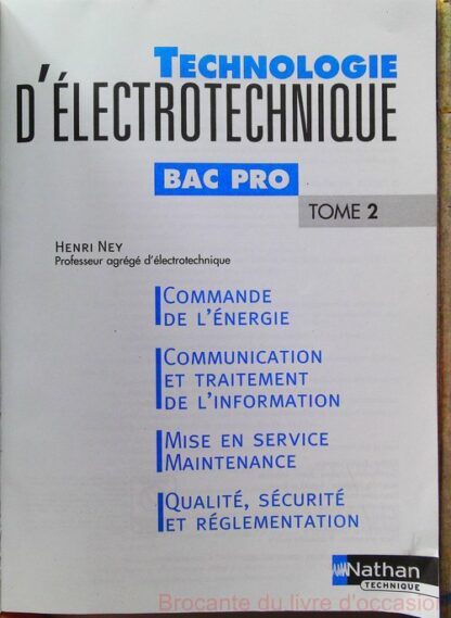 Technologie d'électrotechnique Bac Pro  Tome 2 – Image 4