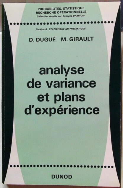 Analyse de variance et plans d'expérience