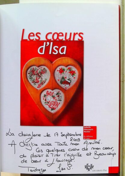 Les Coeurs D'isa - Tome 1, 70 Coeurs `A Broder Au Point De Croix (dédicace page de garde) – Image 4