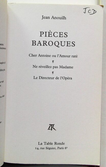Pièces Baroques - Cher Antoine Ou L'amour Raté - Ne Réveillez Pas Madame - Le Directeur De L'opéra – Image 4