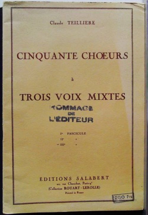 Cinquante choeurs a trois voix mixtes, 1er fascicule