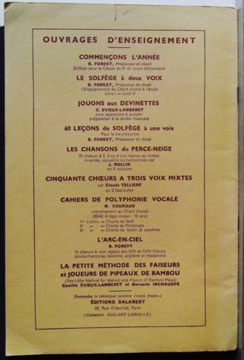 Cinquante choeurs a trois voix mixtes, 1er fascicule – Image 3