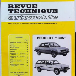 Revue Technique Automobile 381.7 - PEUGEOT 305 - 1982 à 1988