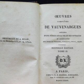 Oeuvres complètes Tome 2 Vauvenargues